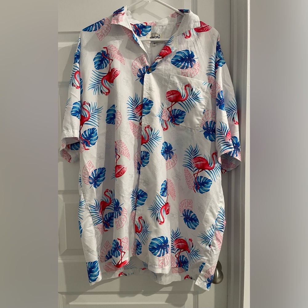 Tropical Flamingo Print Men's Shirt